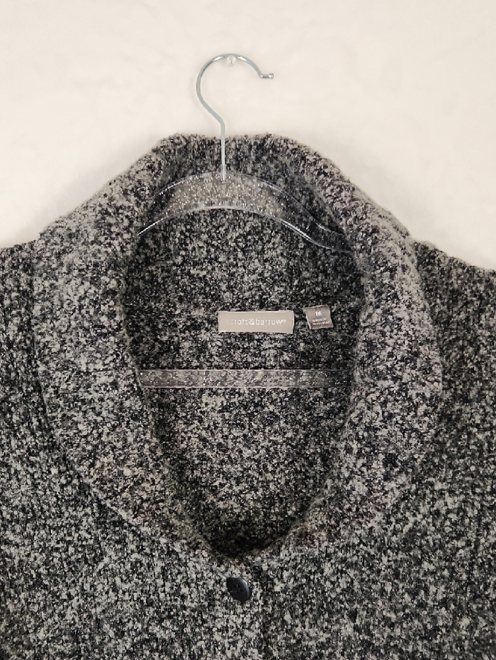 croft & barrow Marled Gray Shawl-Collar Button Sweater - Picture 3 of 16